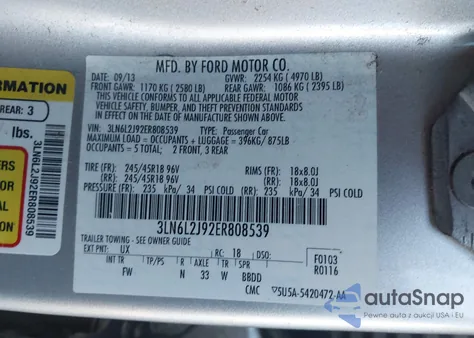 2014 Lincoln Mkz из США, поврежденный, VIN 3LN6L2J92ER808539